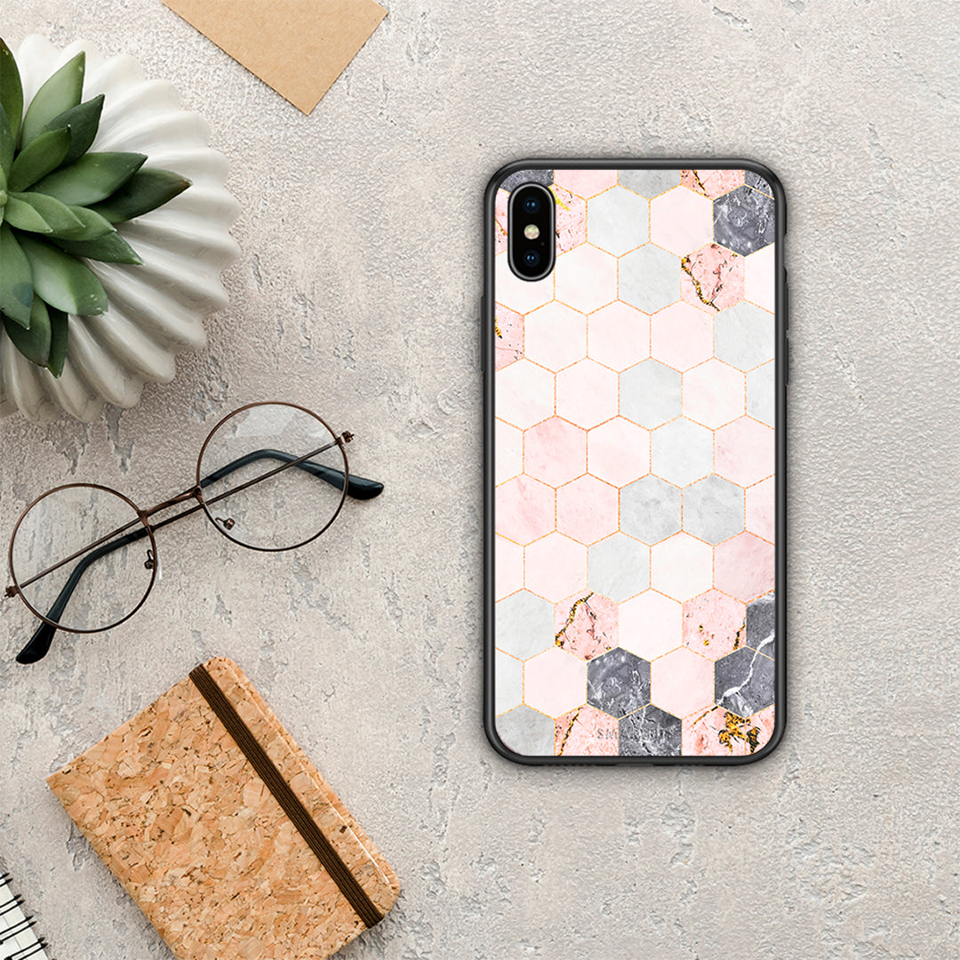 Marble Hexagon Pink - iPhone Xs Max case