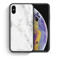 Thumbnail for Θήκη iPhone Xs Max White Marble από τη Smartfits με σχέδιο στο πίσω μέρος και μαύρο περίβλημα | iPhone Xs Max White Marble case with colorful back and black bezels