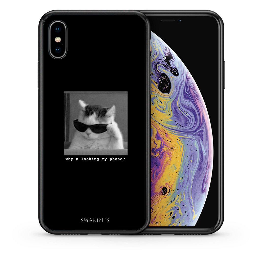 Θήκη iPhone Xs Max Meme Cat από τη Smartfits με σχέδιο στο πίσω μέρος και μαύρο περίβλημα | iPhone Xs Max Meme Cat case with colorful back and black bezels