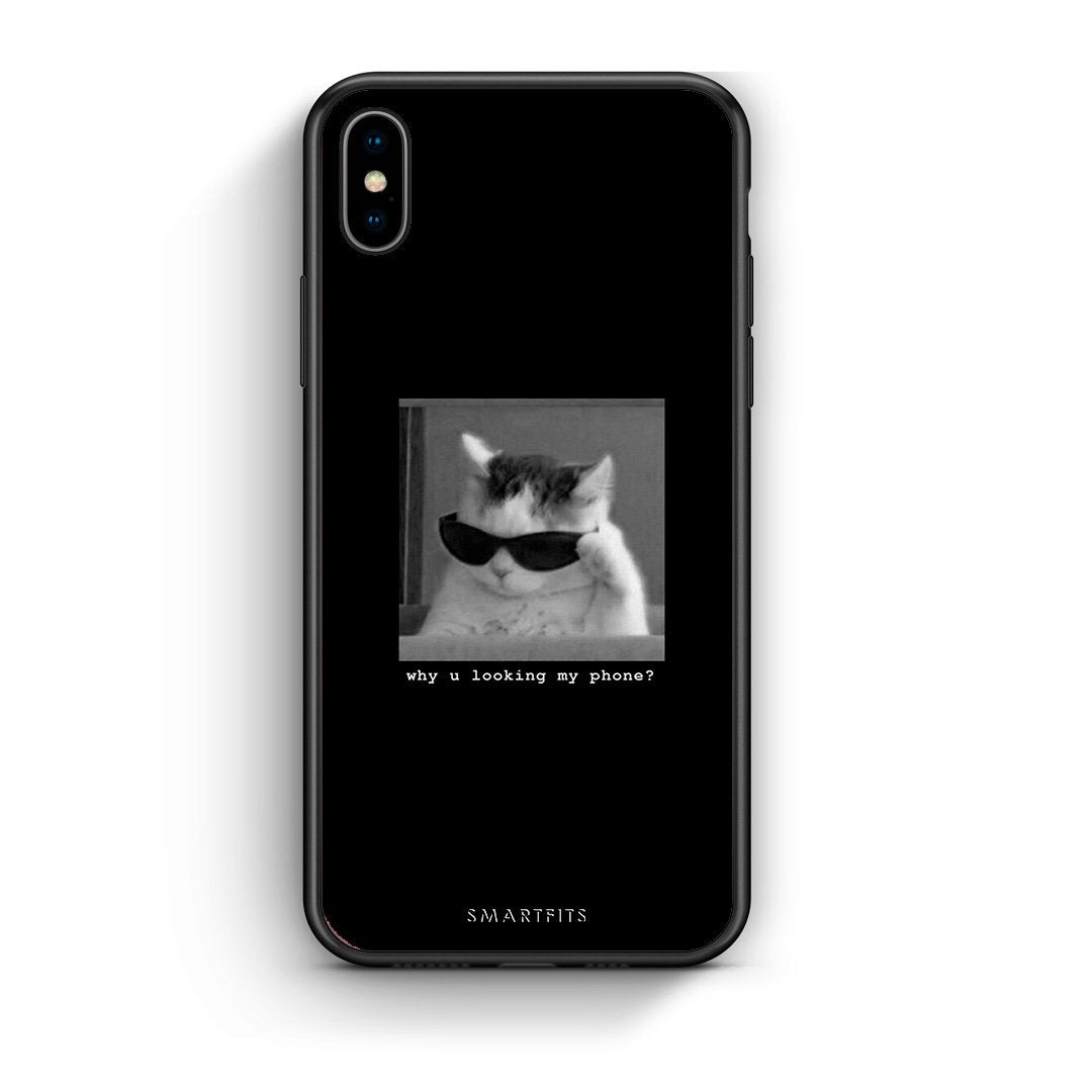 iPhone X/Xs Meme Cat θήκη από τη Smartfits με σχέδιο στο πίσω μέρος και μαύρο περίβλημα | Smartphone case with colorful back and black bezels by Smartfits
