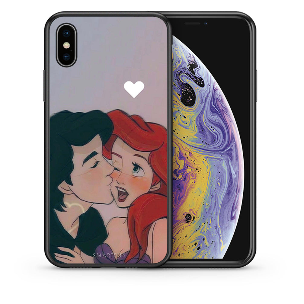 Θήκη Αγίου Βαλεντίνου iPhone X / Xs Mermaid Love από τη Smartfits με σχέδιο στο πίσω μέρος και μαύρο περίβλημα | iPhone X / Xs Mermaid Love case with colorful back and black bezels