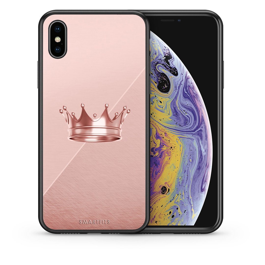 Θήκη iPhone X/Xs Crown Minimal από τη Smartfits με σχέδιο στο πίσω μέρος και μαύρο περίβλημα | iPhone X/Xs Crown Minimal case with colorful back and black bezels