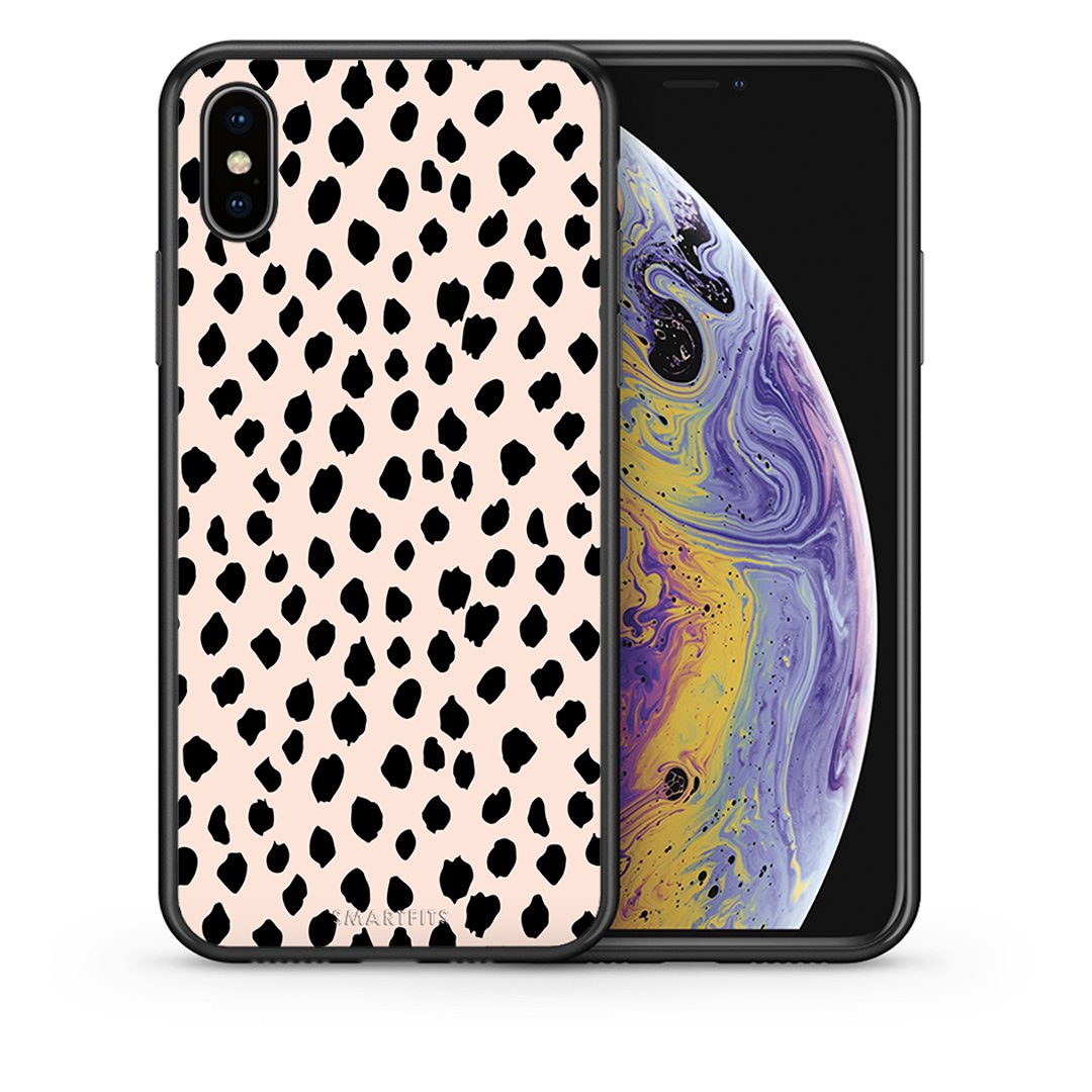 Θήκη iPhone X/Xs New Polka Dots από τη Smartfits με σχέδιο στο πίσω μέρος και μαύρο περίβλημα | iPhone X/Xs New Polka Dots case with colorful back and black bezels