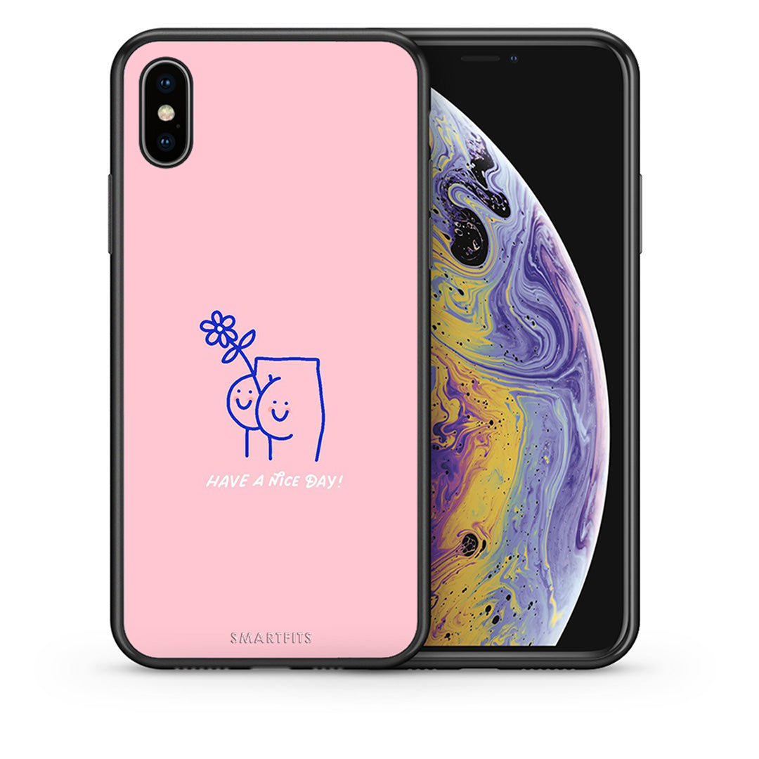 Θήκη iPhone X/Xs Nice Day από τη Smartfits με σχέδιο στο πίσω μέρος και μαύρο περίβλημα | iPhone X/Xs Nice Day case with colorful back and black bezels