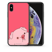 Thumbnail for Θήκη Αγίου Βαλεντίνου iPhone Xs Max Pig Love 1 από τη Smartfits με σχέδιο στο πίσω μέρος και μαύρο περίβλημα | iPhone Xs Max Pig Love 1 case with colorful back and black bezels