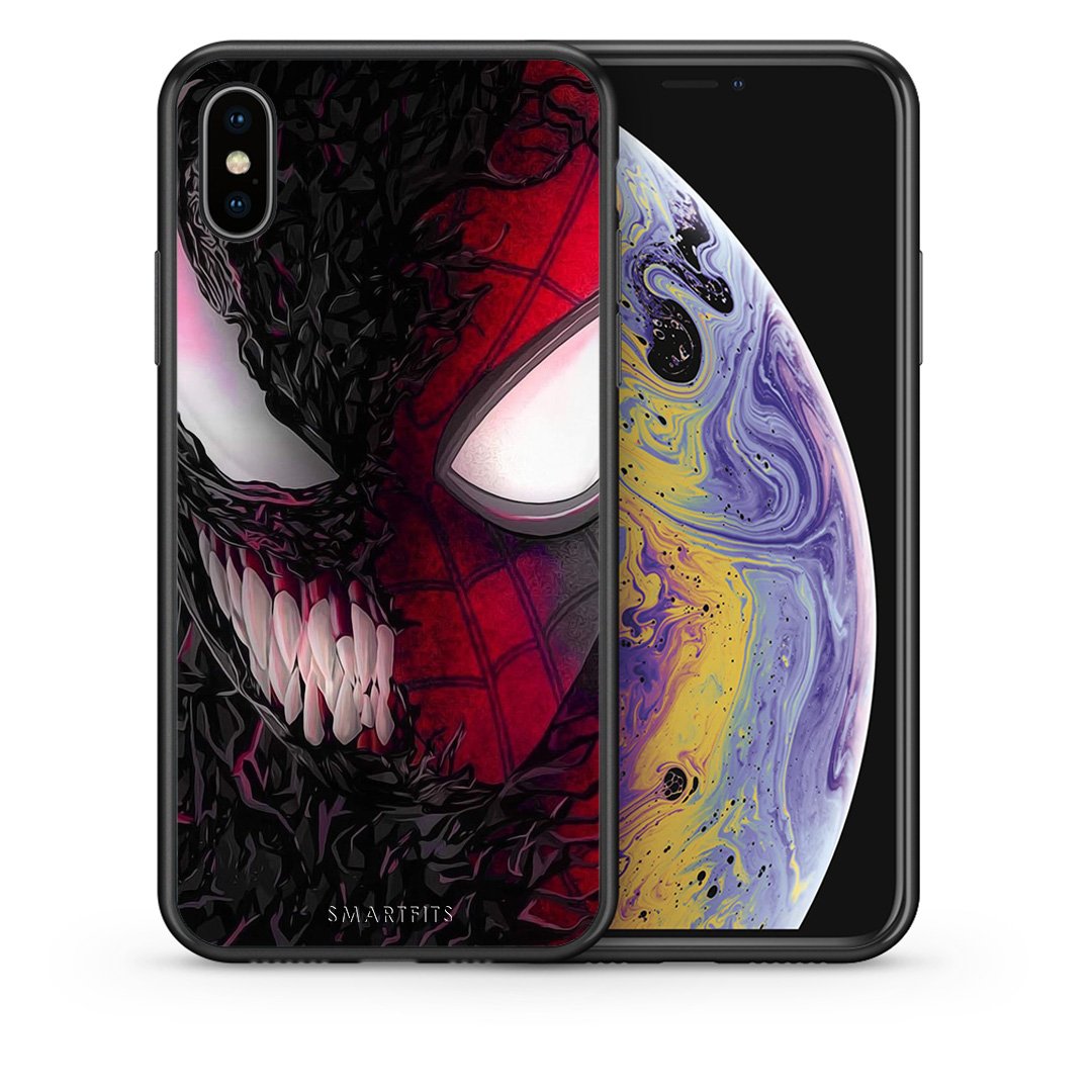 Θήκη iPhone X/Xs SpiderVenom PopArt από τη Smartfits με σχέδιο στο πίσω μέρος και μαύρο περίβλημα | iPhone X/Xs SpiderVenom PopArt case with colorful back and black bezels