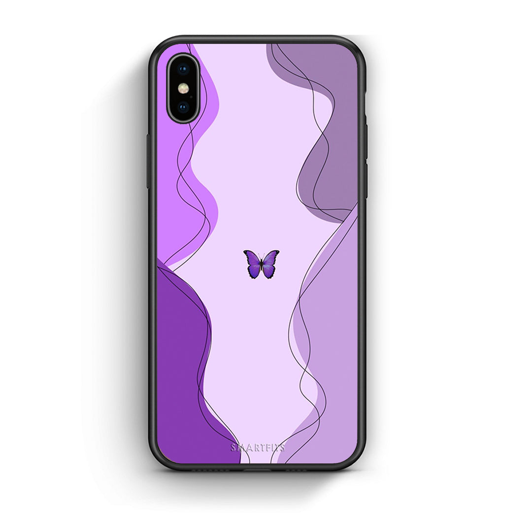 iphone xs max Purple Mariposa Θήκη Αγίου Βαλεντίνου από τη Smartfits με σχέδιο στο πίσω μέρος και μαύρο περίβλημα | Smartphone case with colorful back and black bezels by Smartfits