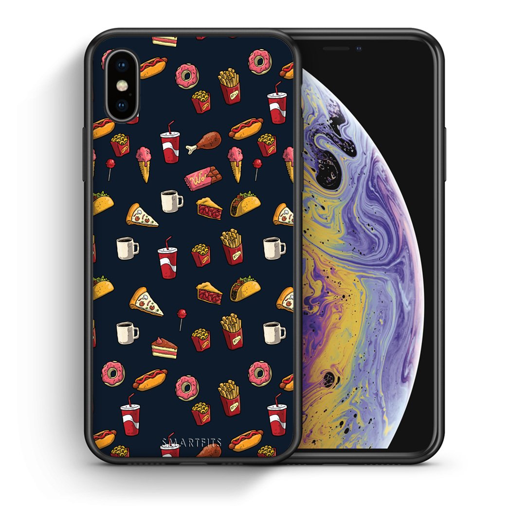 Θήκη iPhone Xs Max Hungry Random από τη Smartfits με σχέδιο στο πίσω μέρος και μαύρο περίβλημα | iPhone Xs Max Hungry Random case with colorful back and black bezels