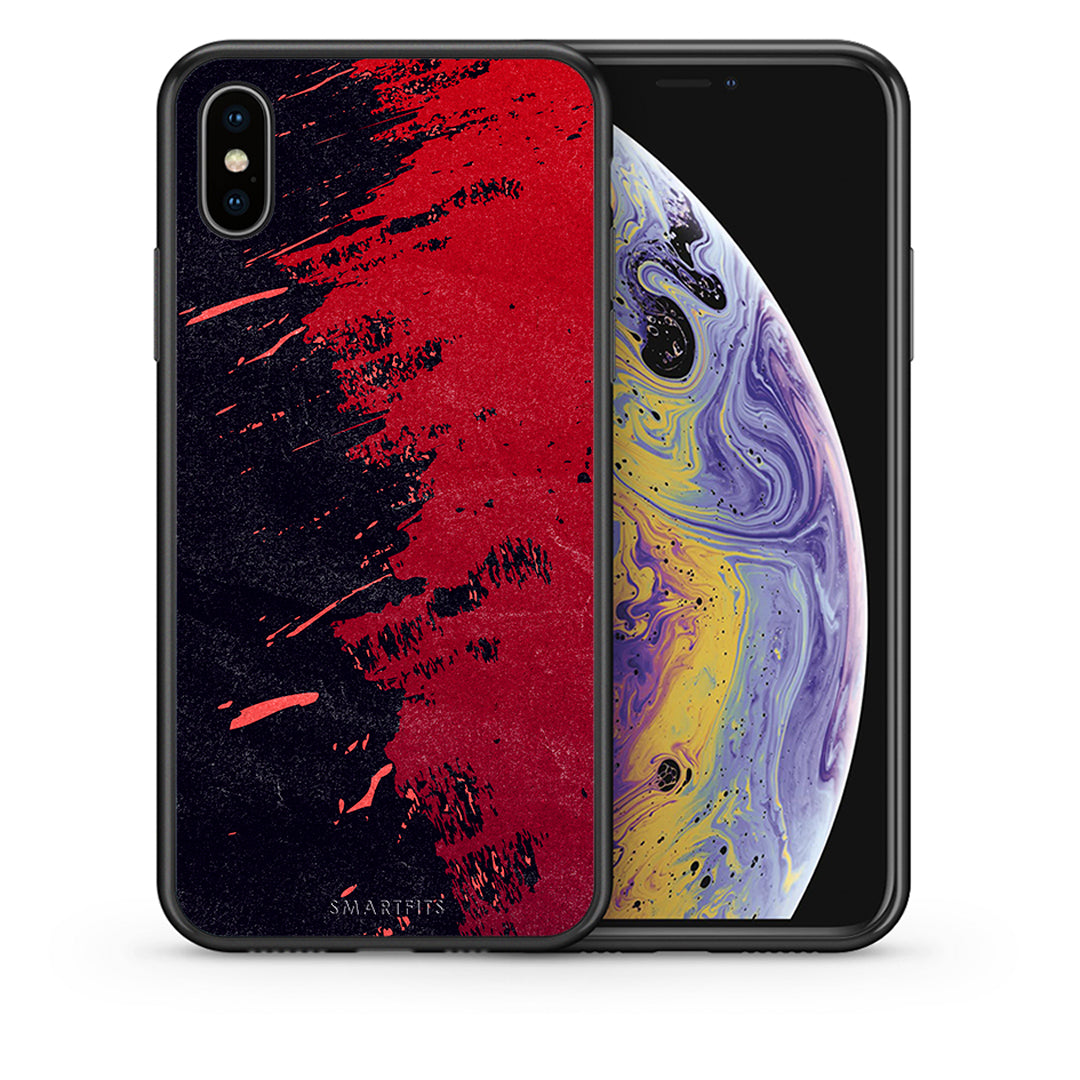 Θήκη Αγίου Βαλεντίνου iPhone X / Xs Red Paint από τη Smartfits με σχέδιο στο πίσω μέρος και μαύρο περίβλημα | iPhone X / Xs Red Paint case with colorful back and black bezels