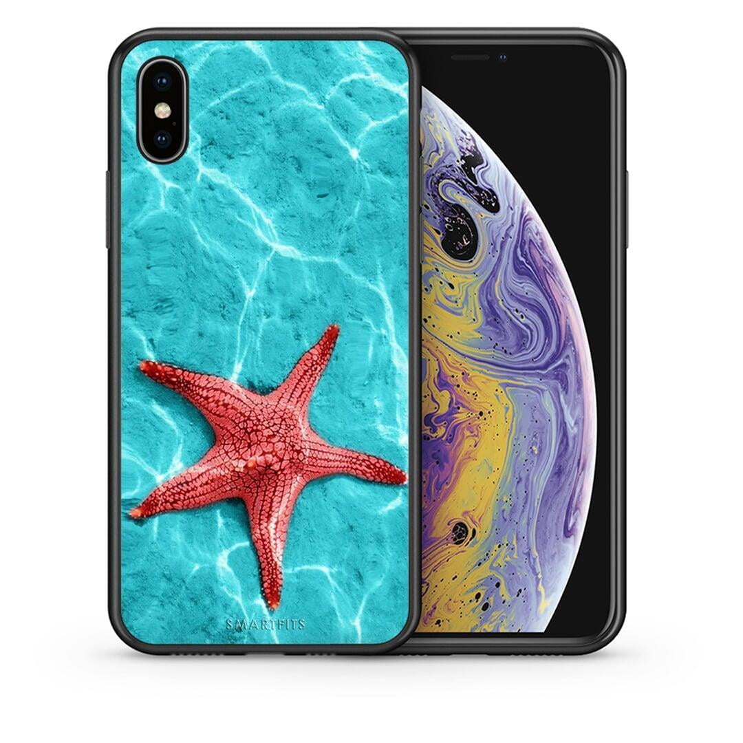 Θήκη iPhone X / Xs Red Starfish από τη Smartfits με σχέδιο στο πίσω μέρος και μαύρο περίβλημα | iPhone X / Xs Red Starfish case with colorful back and black bezels
