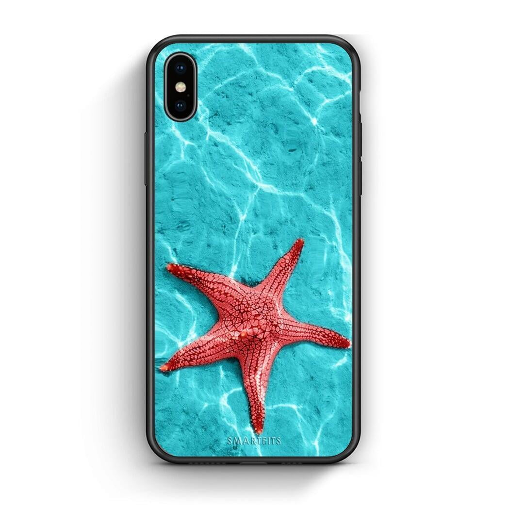 iPhone X / Xs Red Starfish Θήκη από τη Smartfits με σχέδιο στο πίσω μέρος και μαύρο περίβλημα | Smartphone case with colorful back and black bezels by Smartfits