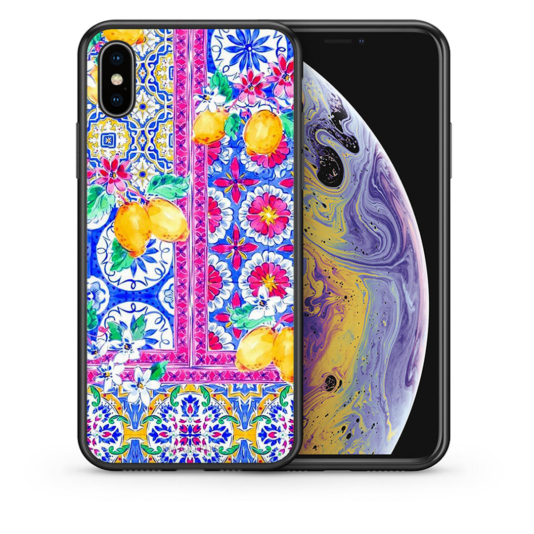 Θήκη iPhone Xs Max Retro Spring από τη Smartfits με σχέδιο στο πίσω μέρος και μαύρο περίβλημα | iPhone Xs Max Retro Spring case with colorful back and black bezels