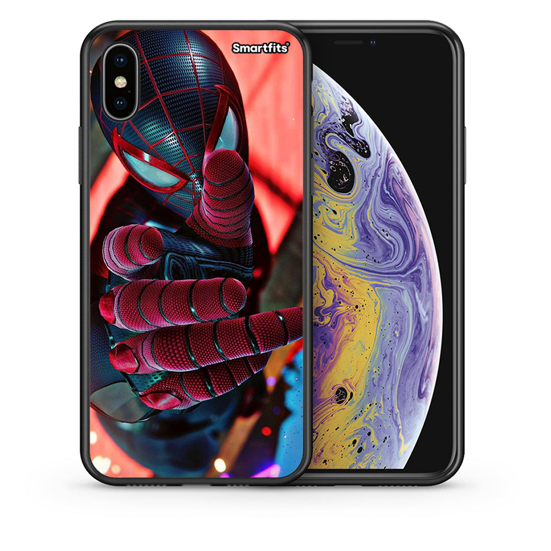 Θήκη iPhone Xs Max Spider Hand από τη Smartfits με σχέδιο στο πίσω μέρος και μαύρο περίβλημα | iPhone Xs Max Spider Hand case with colorful back and black bezels