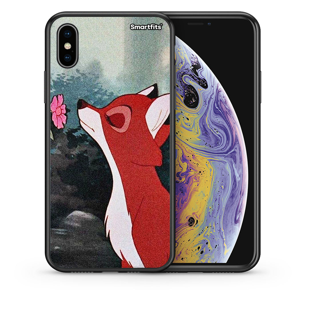 Θήκη iPhone Xs Max Tod And Vixey Love 2 από τη Smartfits με σχέδιο στο πίσω μέρος και μαύρο περίβλημα | iPhone Xs Max Tod And Vixey Love 2 case with colorful back and black bezels