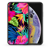 Thumbnail for Θήκη iPhone X/Xs Tropical Flowers από τη Smartfits με σχέδιο στο πίσω μέρος και μαύρο περίβλημα | iPhone X/Xs Tropical Flowers case with colorful back and black bezels