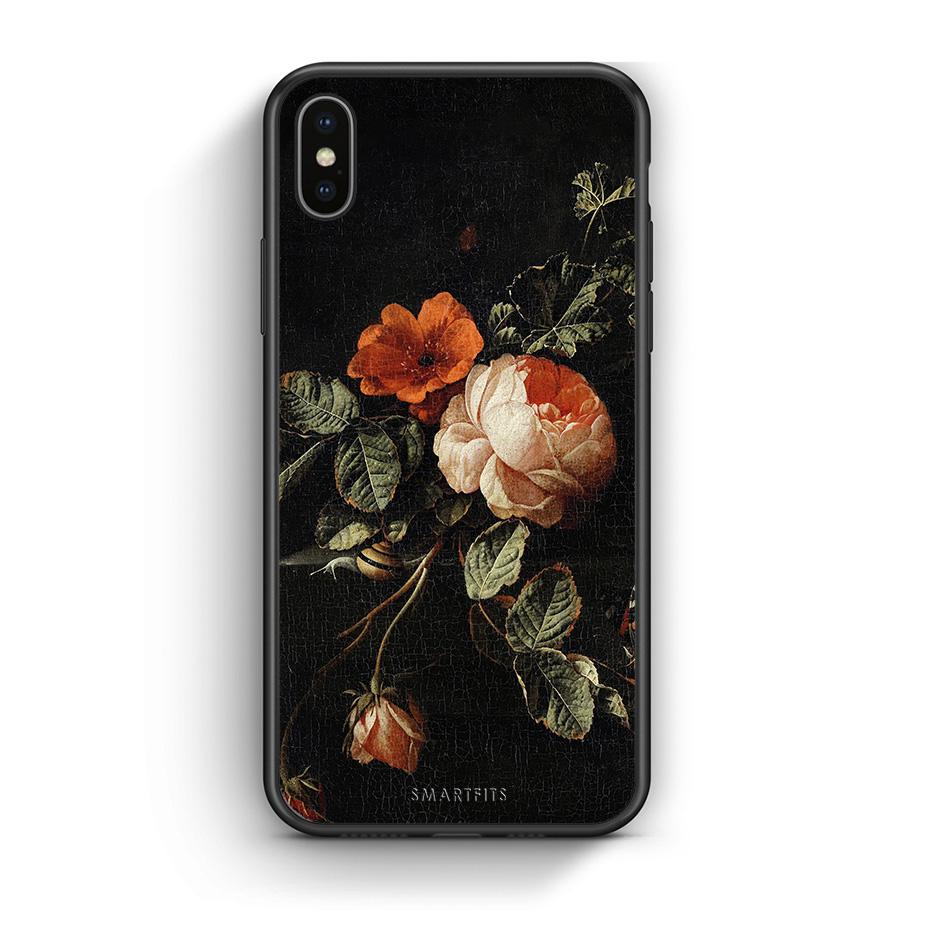 iphone xs max Vintage Roses θήκη από τη Smartfits με σχέδιο στο πίσω μέρος και μαύρο περίβλημα | Smartphone case with colorful back and black bezels by Smartfits