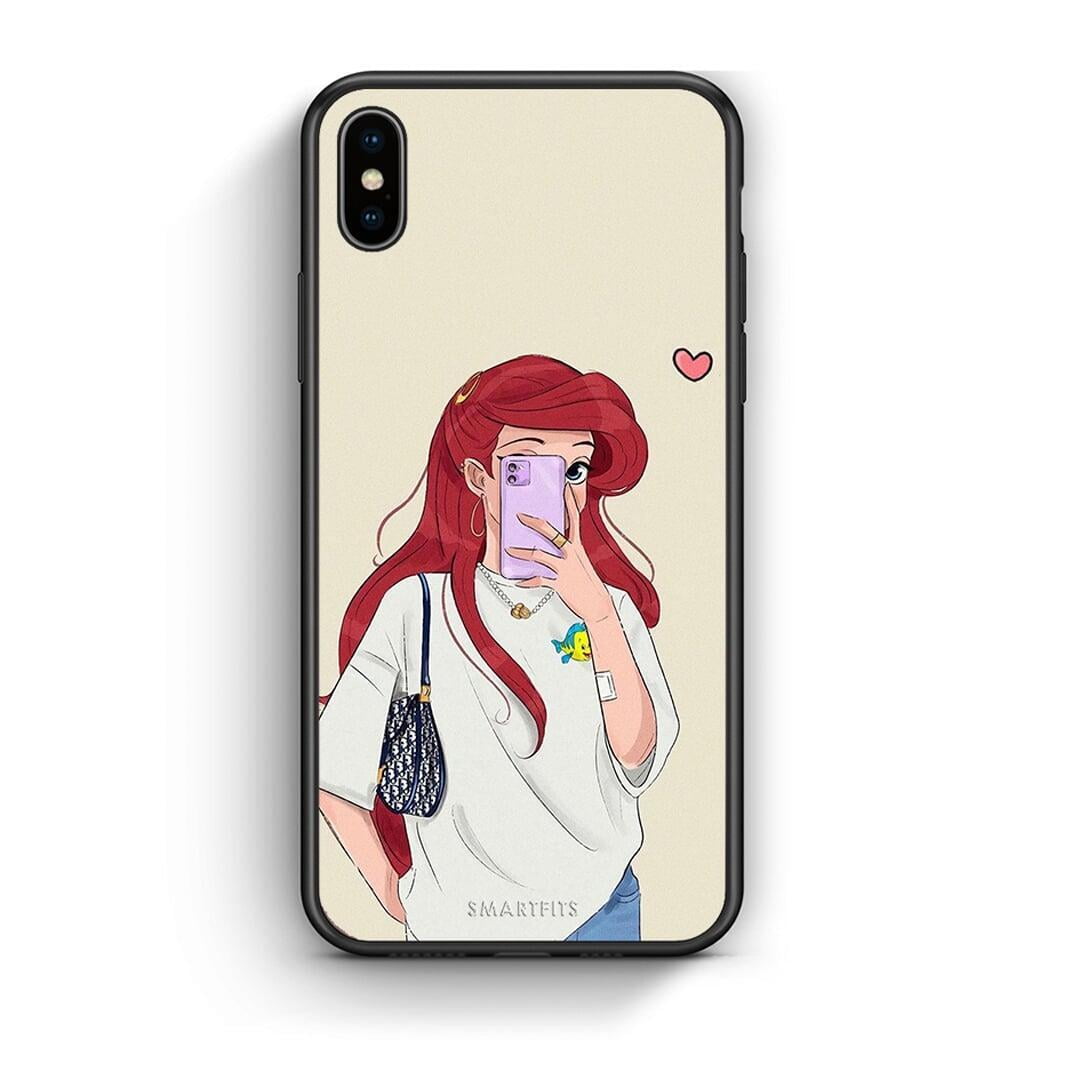 iphone xs max Walking Mermaid Θήκη από τη Smartfits με σχέδιο στο πίσω μέρος και μαύρο περίβλημα | Smartphone case with colorful back and black bezels by Smartfits