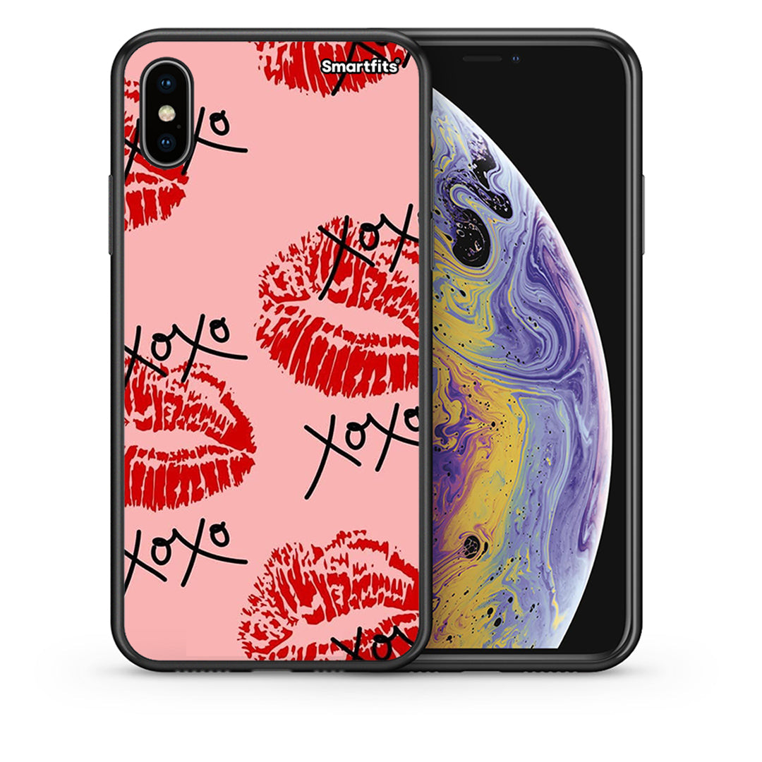 Θήκη iPhone X/Xs XOXO Lips από τη Smartfits με σχέδιο στο πίσω μέρος και μαύρο περίβλημα | iPhone X/Xs XOXO Lips case with colorful back and black bezels