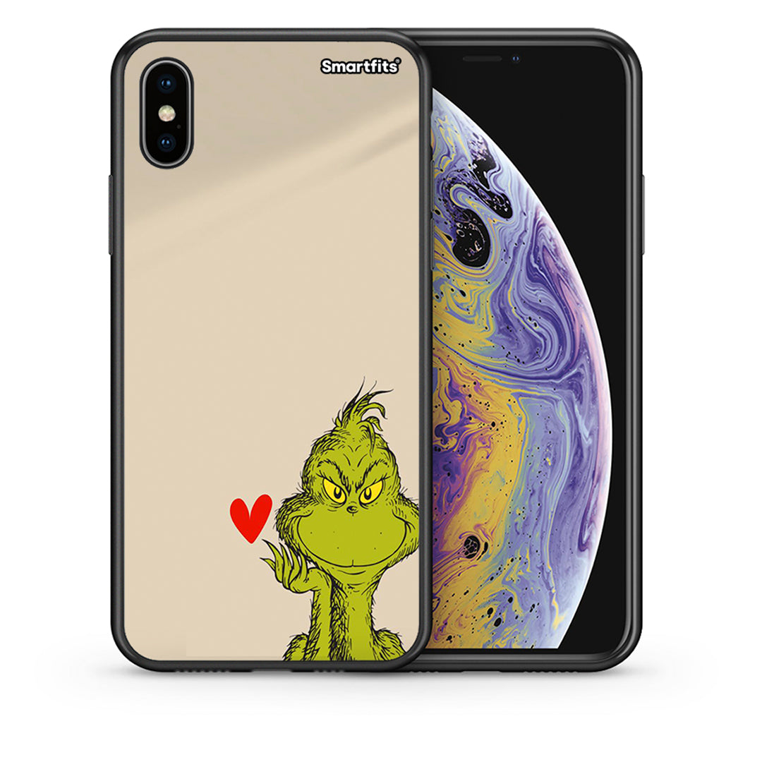 Θήκη iPhone X/Xs Xmas Grinch από τη Smartfits με σχέδιο στο πίσω μέρος και μαύρο περίβλημα | iPhone X/Xs Xmas Grinch case with colorful back and black bezels