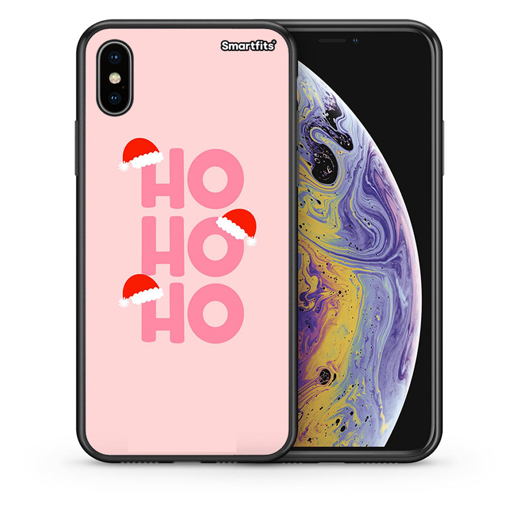 Θήκη iPhone X/Xs Xmas Ho Ho Ho από τη Smartfits με σχέδιο στο πίσω μέρος και μαύρο περίβλημα | iPhone X/Xs Xmas Ho Ho Ho case with colorful back and black bezels