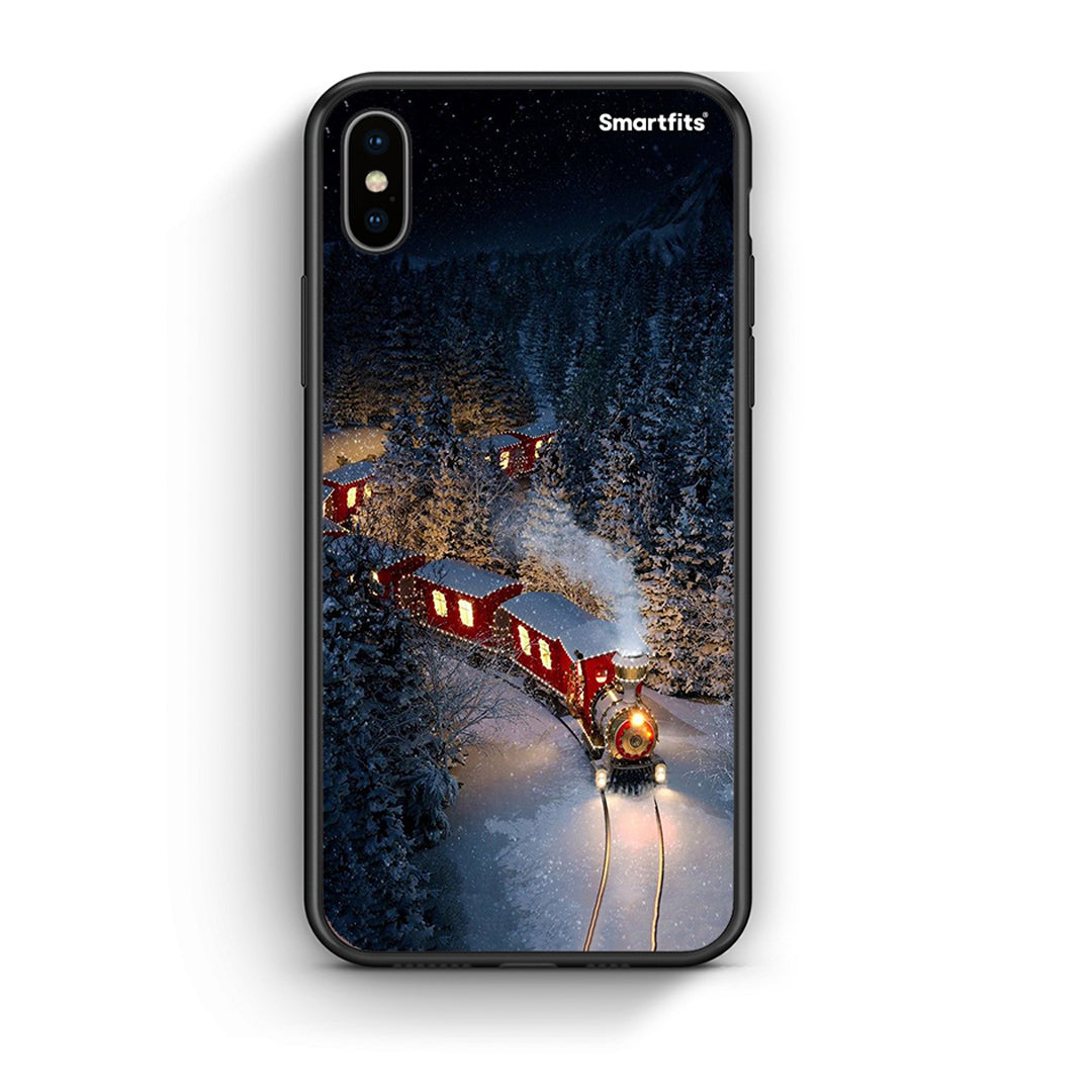 iPhone X/Xs Xmas Train θήκη από τη Smartfits με σχέδιο στο πίσω μέρος και μαύρο περίβλημα | Smartphone case with colorful back and black bezels by Smartfits