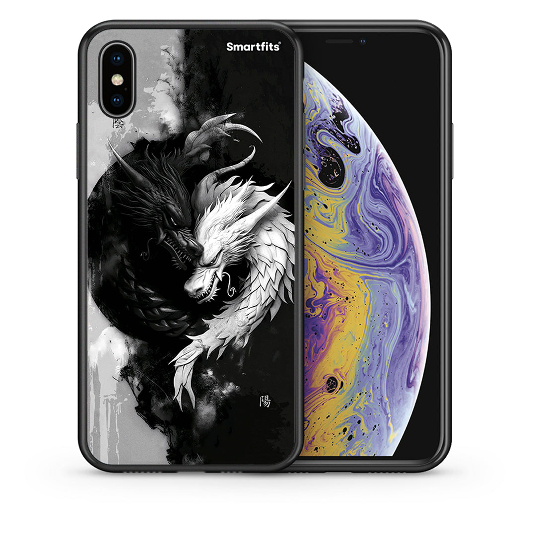Θήκη iPhone Xs Max Yin Yang από τη Smartfits με σχέδιο στο πίσω μέρος και μαύρο περίβλημα | iPhone Xs Max Yin Yang case with colorful back and black bezels