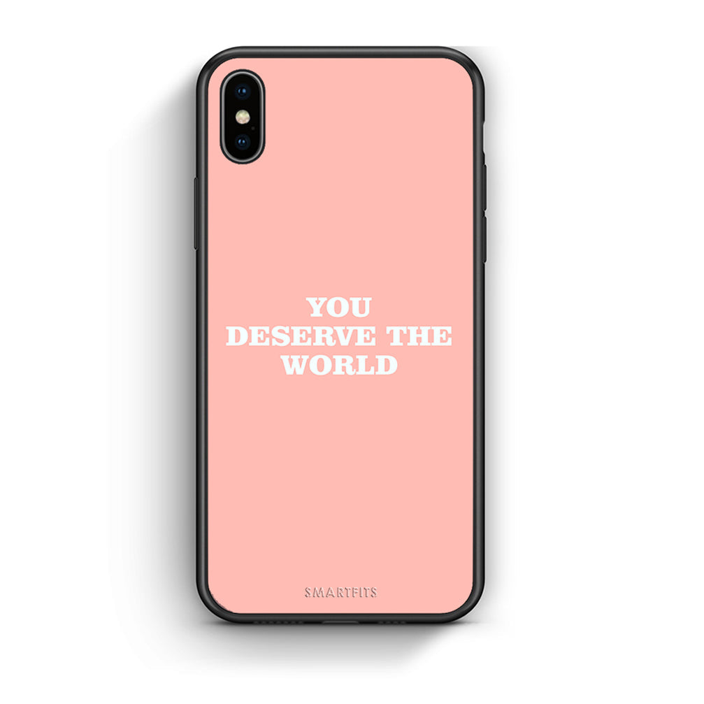iPhone X / Xs You Deserve The World Θήκη Αγίου Βαλεντίνου από τη Smartfits με σχέδιο στο πίσω μέρος και μαύρο περίβλημα | Smartphone case with colorful back and black bezels by Smartfits