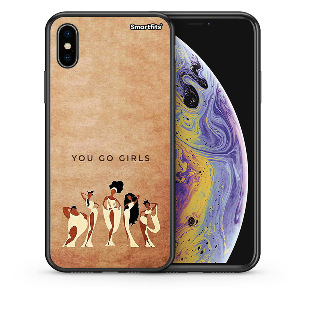 Θήκη iPhone Xs Max You Go Girl από τη Smartfits με σχέδιο στο πίσω μέρος και μαύρο περίβλημα | iPhone Xs Max You Go Girl case with colorful back and black bezels